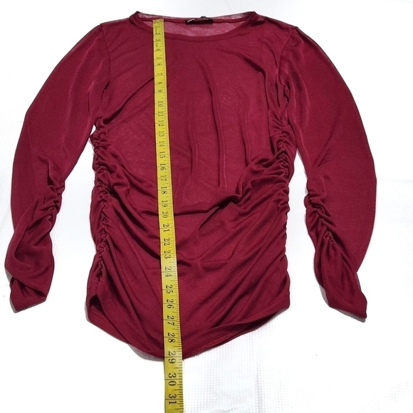 ZARA Pink Ruched Sheer Longsleeved   Top - Picture 4 of 5
